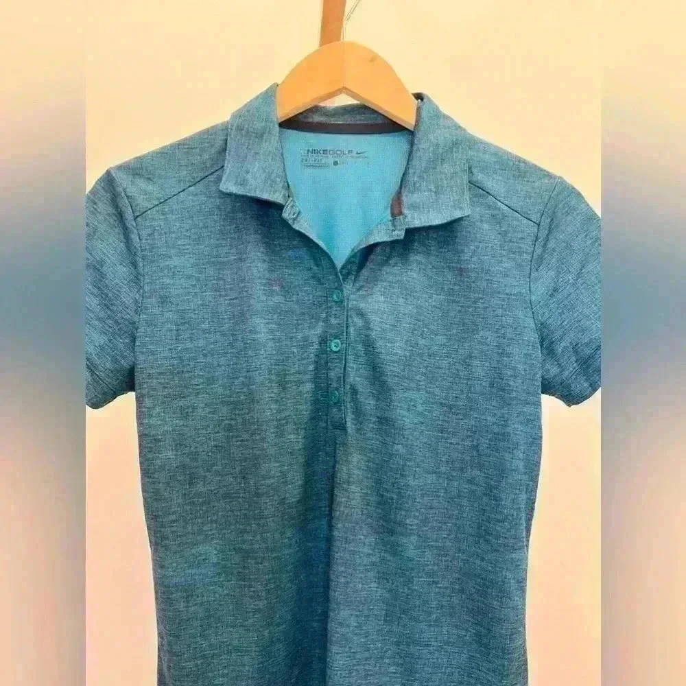Nike Golf Women's Dri-FIT Crosshatch Polo Blue Size S Short Sleeve